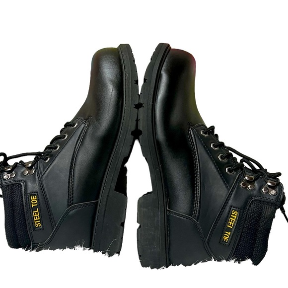 BRAHMA MEN'S STEEL TOE BLACK WORK BOOTS  Shock Absorbent Weight Dispersion. - Picture 11 of 13